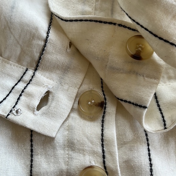 Forever 21 NWT Women’s Large Woven Cream Linen Cottagecore Button Up Dress. - Picture 6 of 8